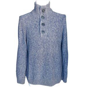 Kenneth Cole Unlisted SZ M Mock Neck 4 Button Pullover Blue Men's Cotton Sweater